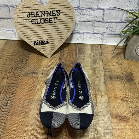 Rothy's Captoe Buffalo Plaid Black & White Ballet Flats Women's - Picture 7 of 10